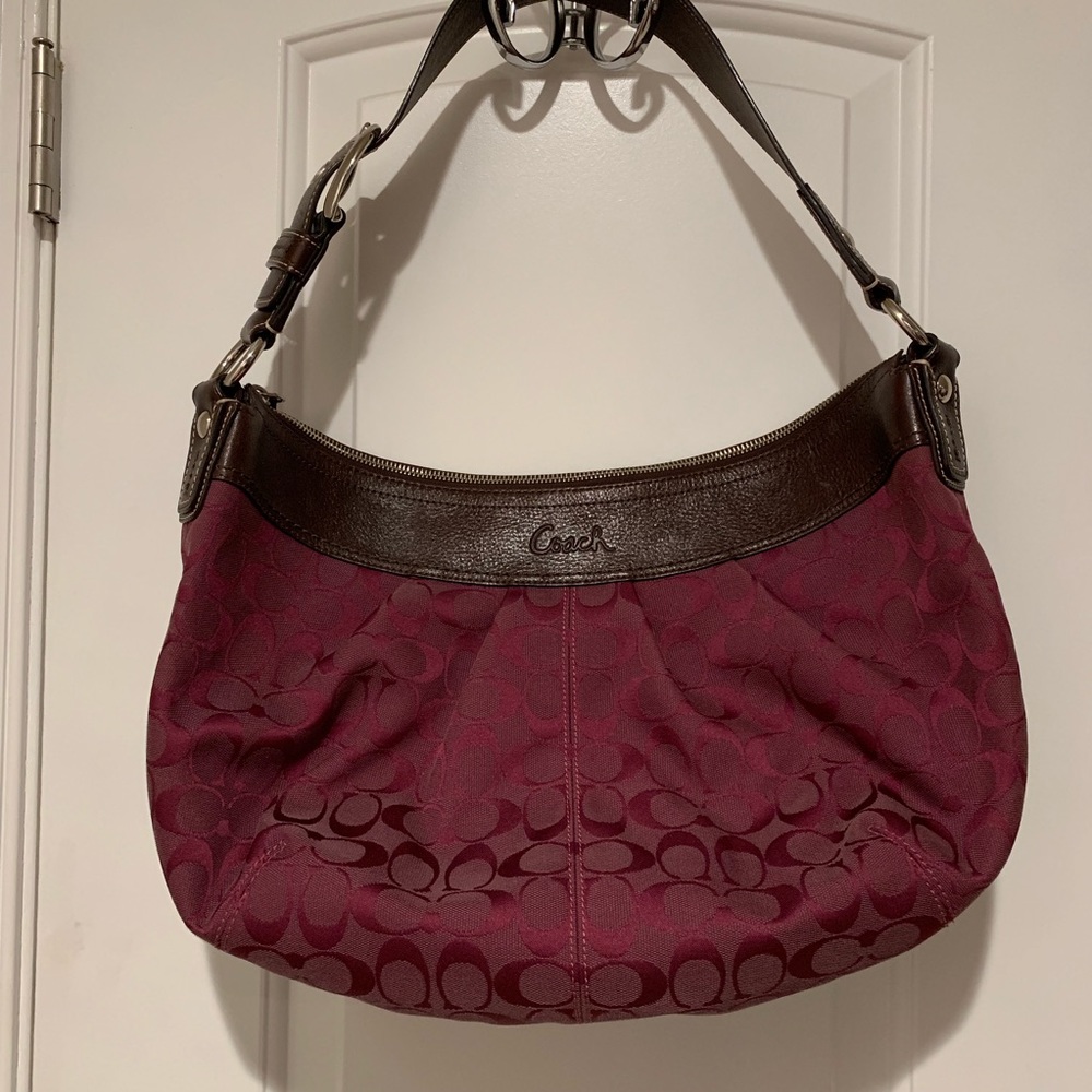 Coach Purple Jacquard Hobo Purse